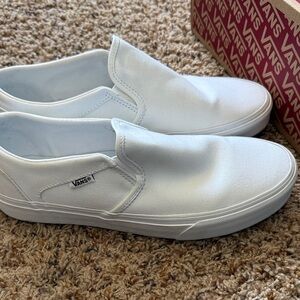 Vans Women's White Slip-On Flats